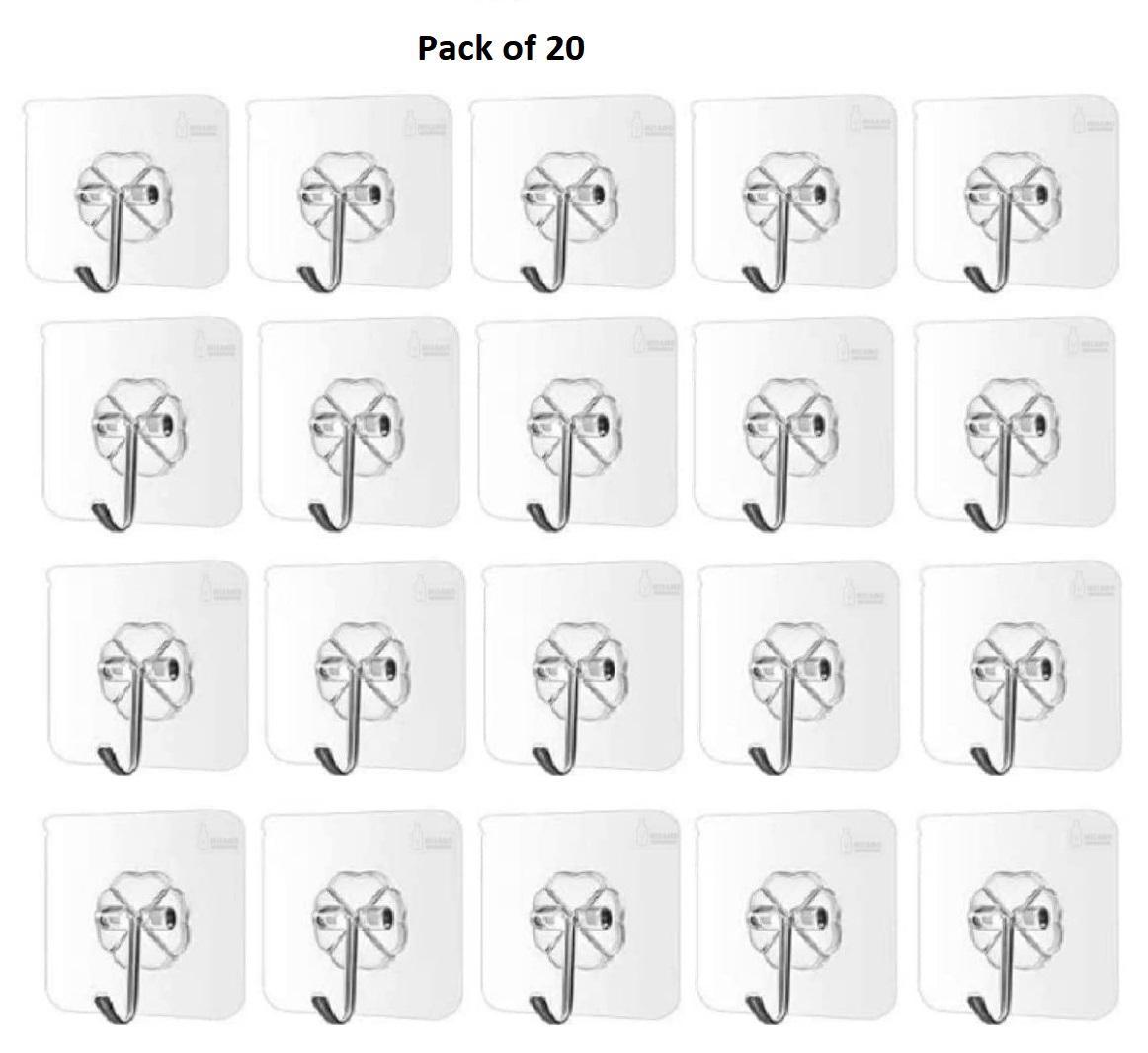 Self Adhesive Heavy Duty Wall Hooks(Pack of 20)